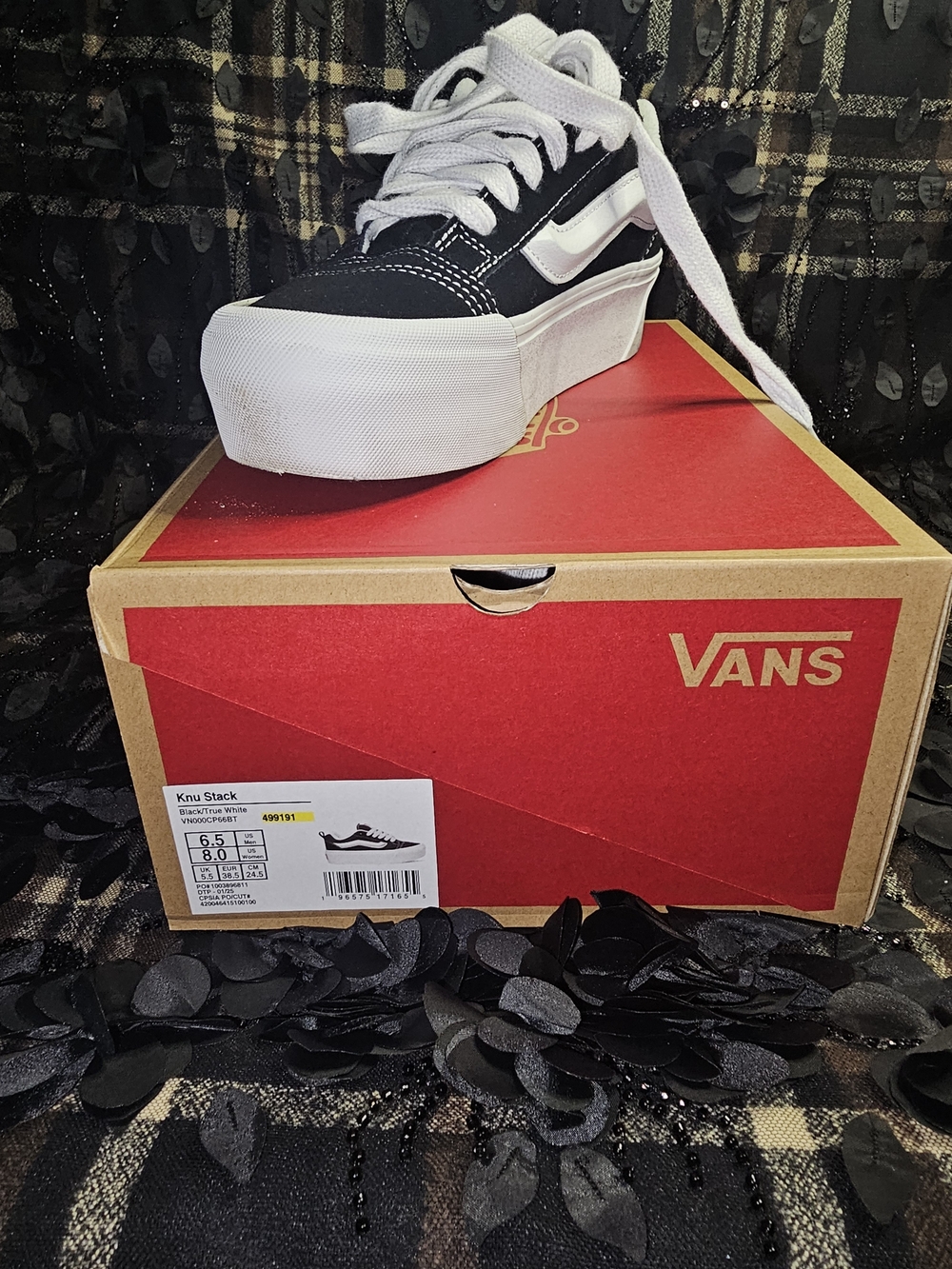 Vans Knu Stack Platform Sneaker - Black and White